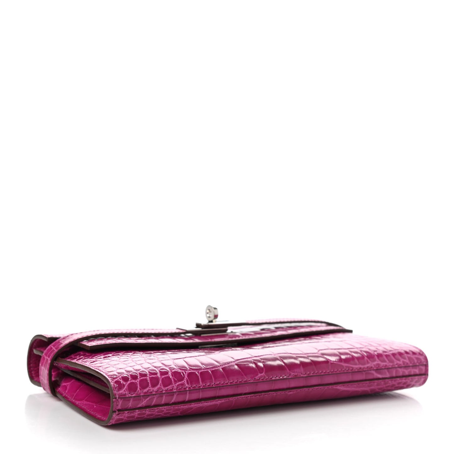 Shiny Alligator Kelly Longue Wallet Rose Scheherazade