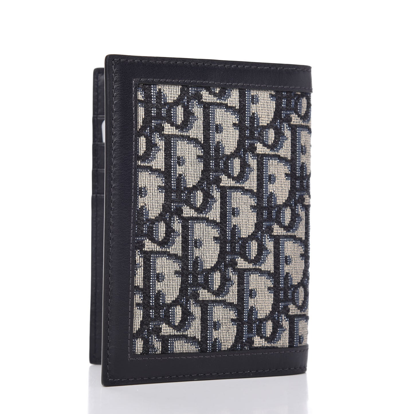 Calfskin Oblique Passport Holder Blue