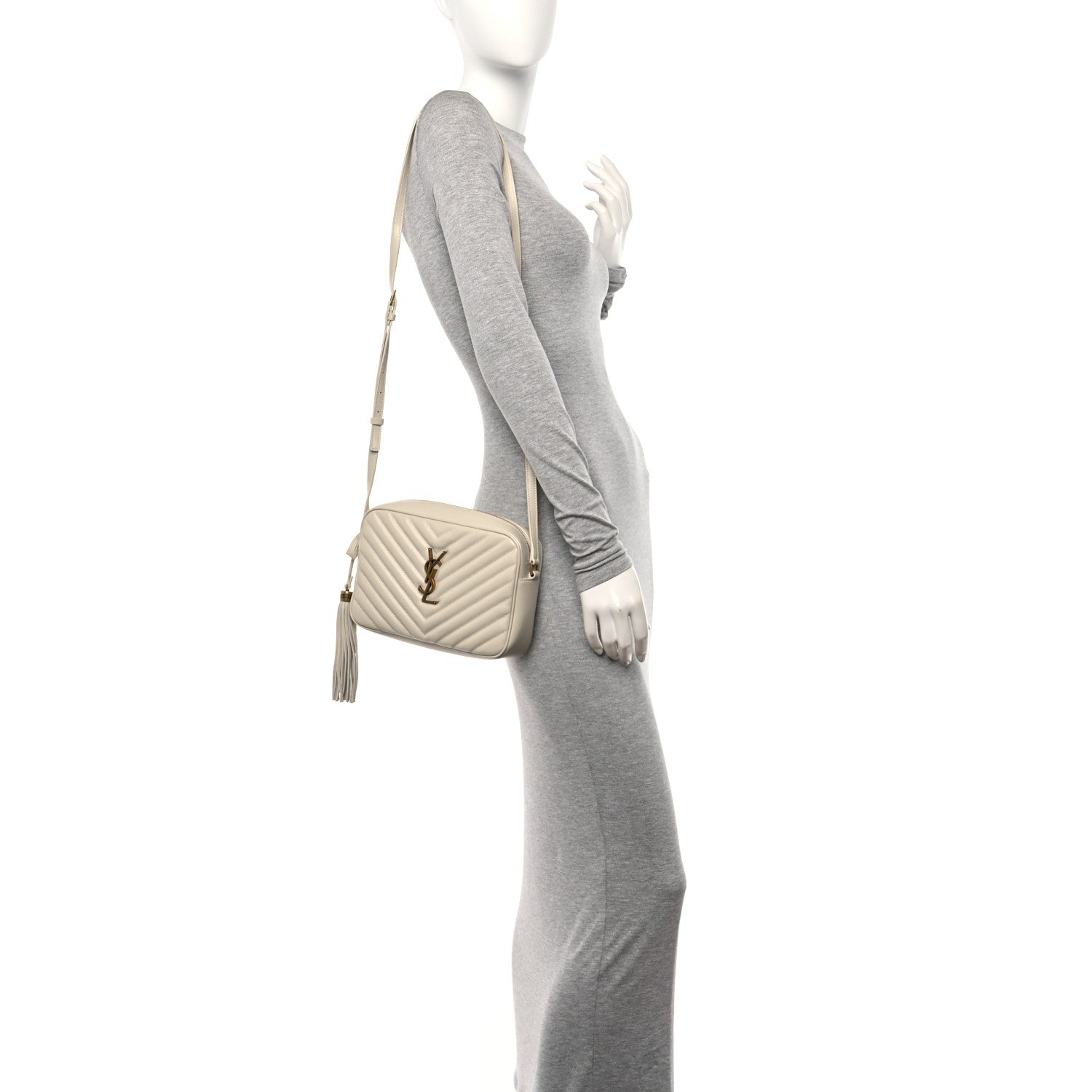 Saint Laurent Calfskin Matelasse Monogram Lou Camera Bag Crema Soft 2 of 10