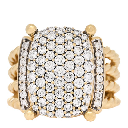 David Yurman 18K Yellow Gold Diamond 16mm Wheaton Ring 51 5.75 1 of 5