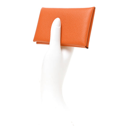 Hermes Epsom Verso Calvi Duo Card Case Orange Lime 2 of 7