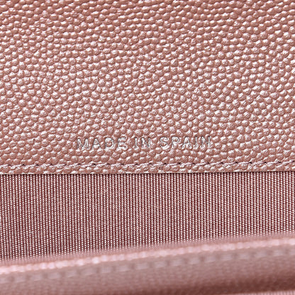 Chanel Metallic Caviar Chevron Quilted Vintage Mademoiselle Card Holder Pink 6 of 9