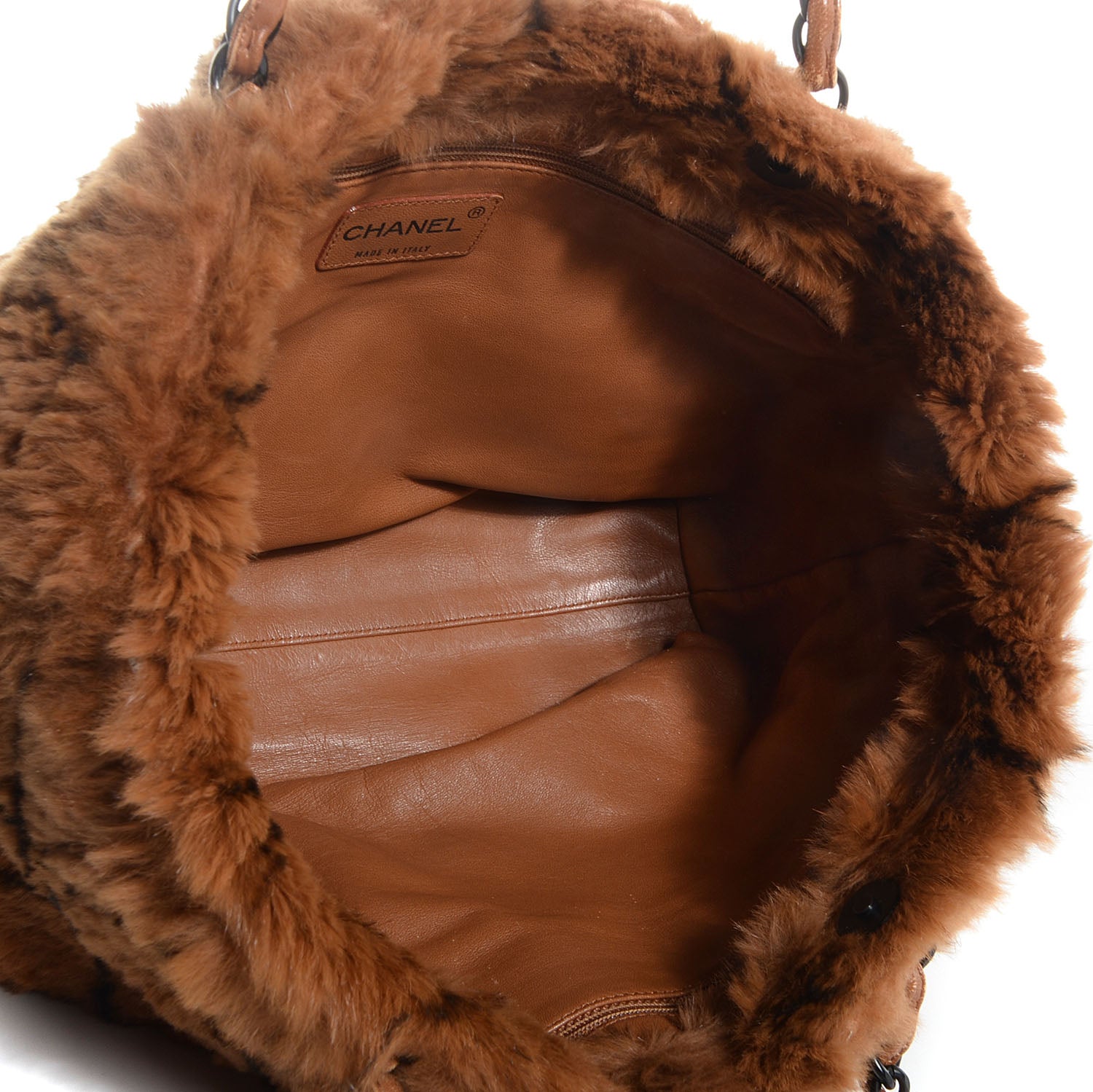 Chanel Lapin Fur Quilt Pattern Tote Brown 5 of 9