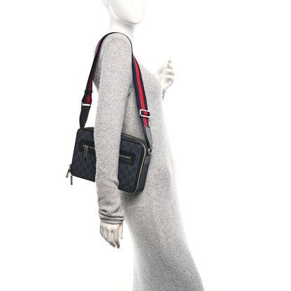 Gucci GG Supreme Monogram Web Small Shoulder Bag Black Grey 2 of 11