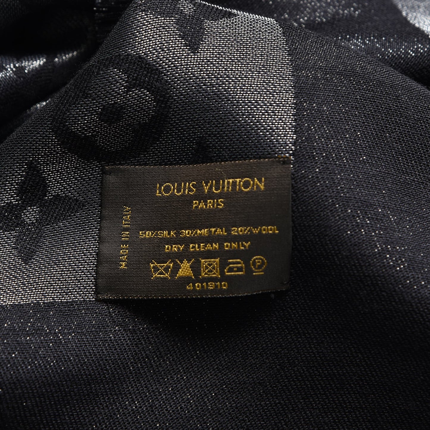 Silk Lurex Wool Monogram Shine Shawl Black