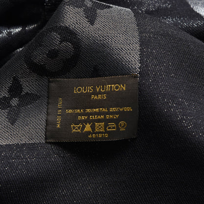 Louis Vuitton Silk Lurex Wool Monogram Shine Shawl Black 4 of 4
