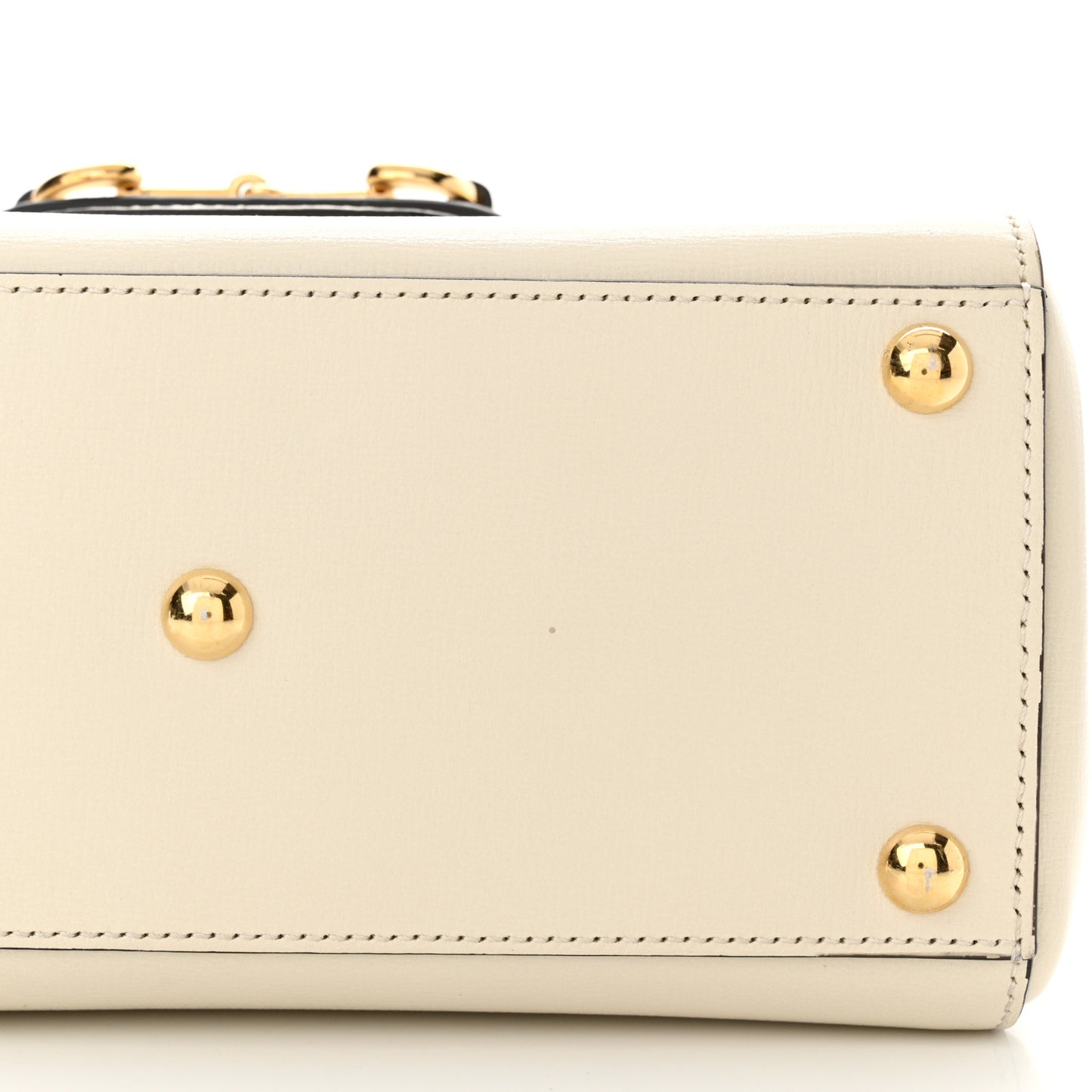 Glazed Textured Calfskin Mini Horsebit 1955 Top Handle Flap Bag Mystic White