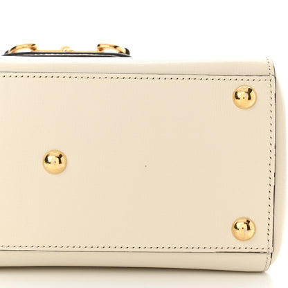 Gucci Glazed Textured Calfskin Mini Horsebit 1955 Top Handle Flap Bag Mystic White 11 of 13