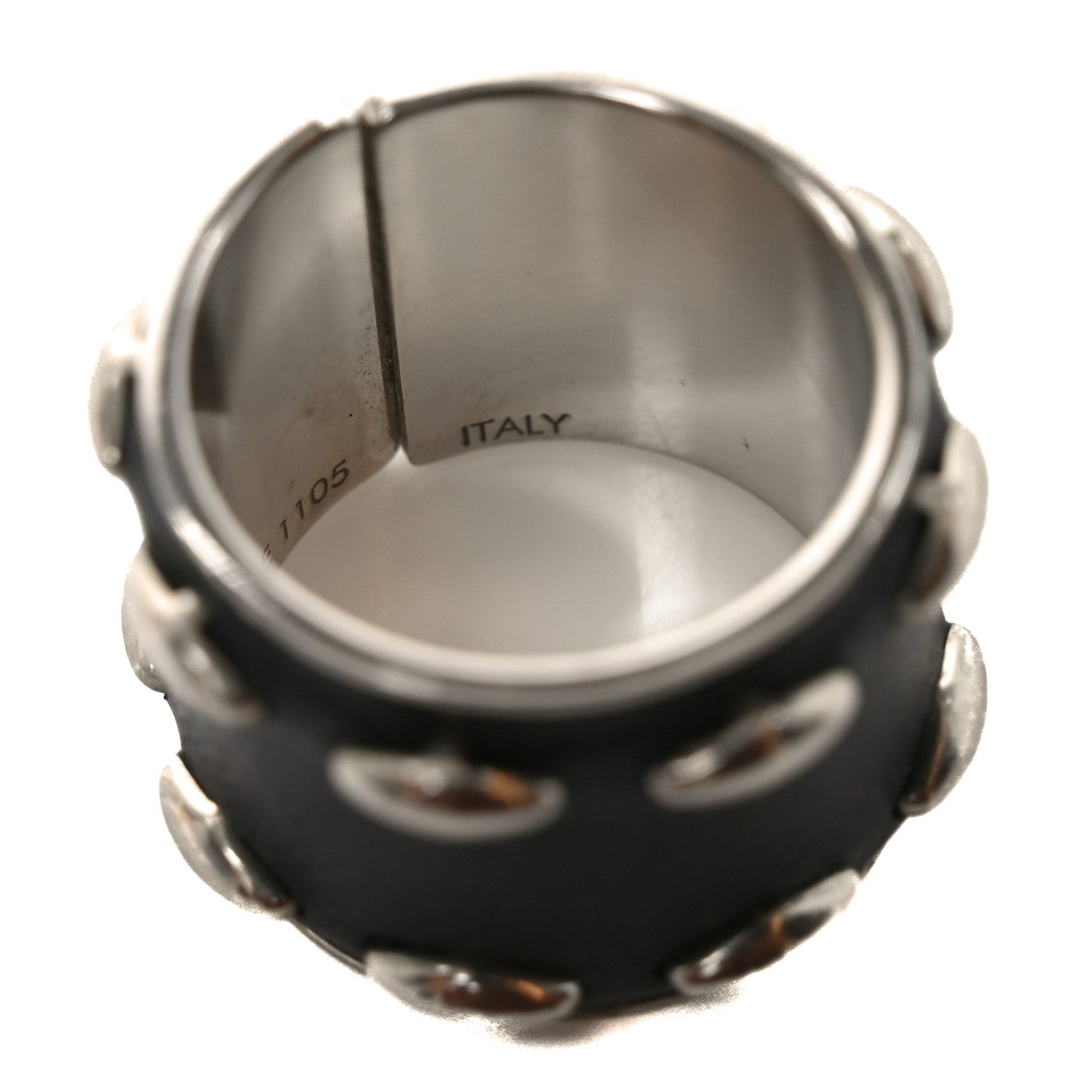 Louis Vuitton Calfskin Ring M Black Silver 6 of 6