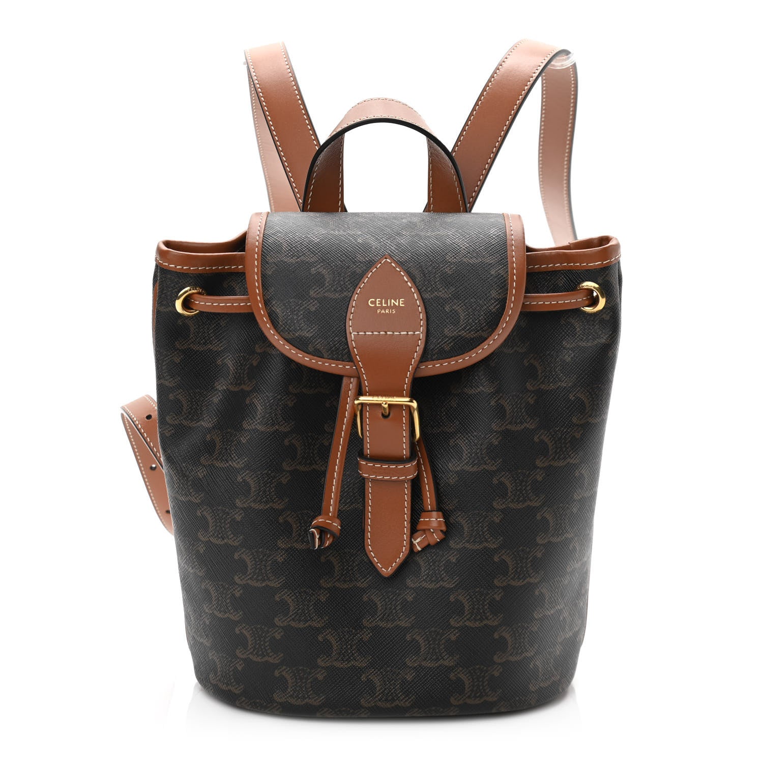 Celine Triomphe Canvas Calfskin Mini Folco Backpack Tan 1 of 10