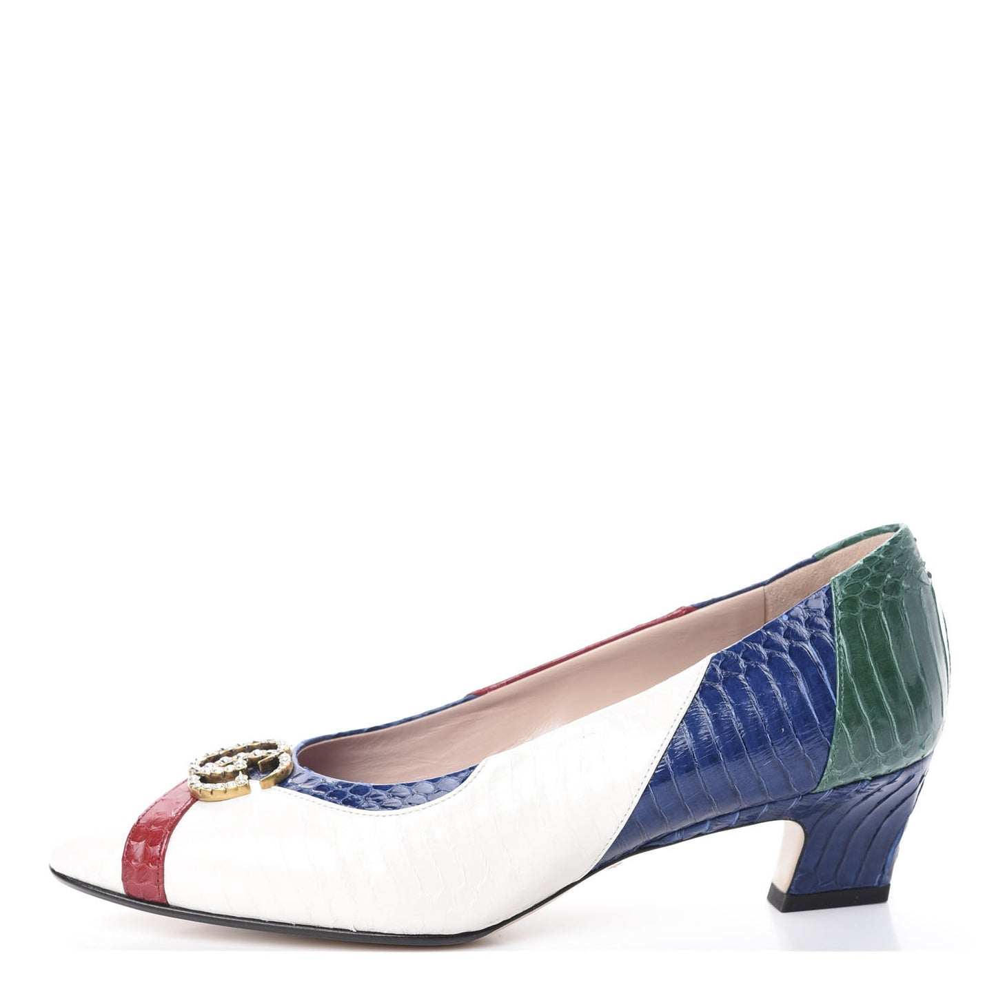 Snakeskin Crystal Double G Pumps 39 Multicolor