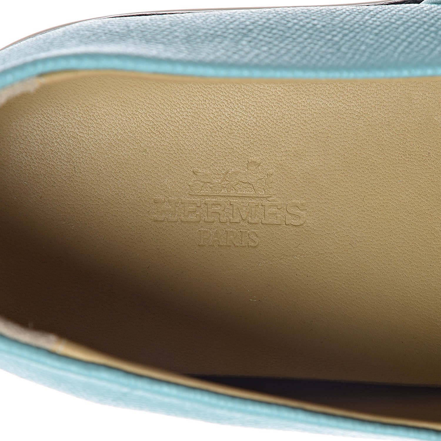 Hermes Epsom Mens Kick Sneakers 37 Bleu Atoll 5 of 10