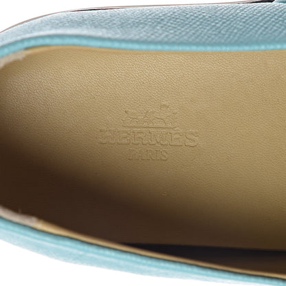Hermes Epsom Mens Kick Sneakers 37 Bleu Atoll 5 of 10