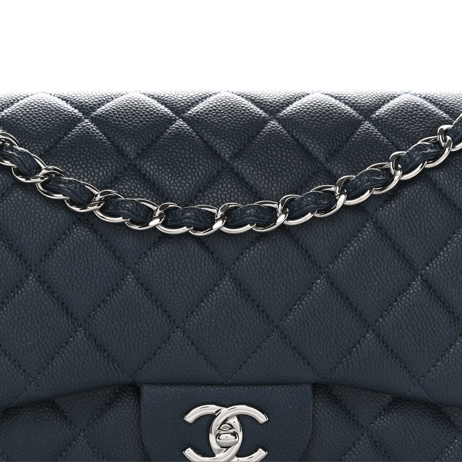 Chanel Caviar Quilted Jumbo Double Flap Blue 8 of 13