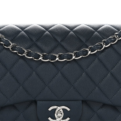 Chanel Caviar Quilted Jumbo Double Flap Blue 8 of 13