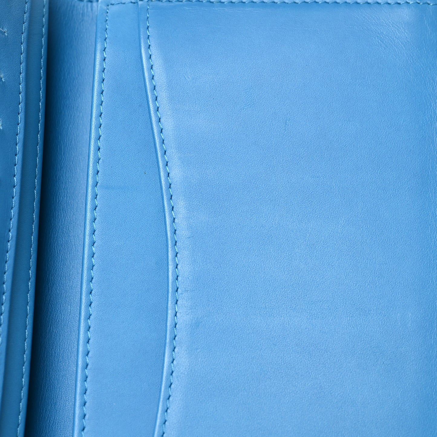 Patent Calfskin Quilted Yen Wallet Blue
