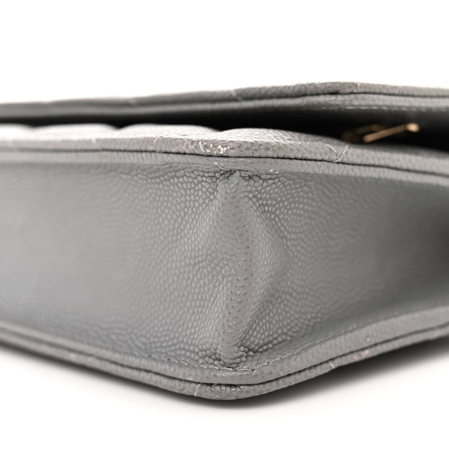 Caviar Quilted Wallet on Chain WOC Grey