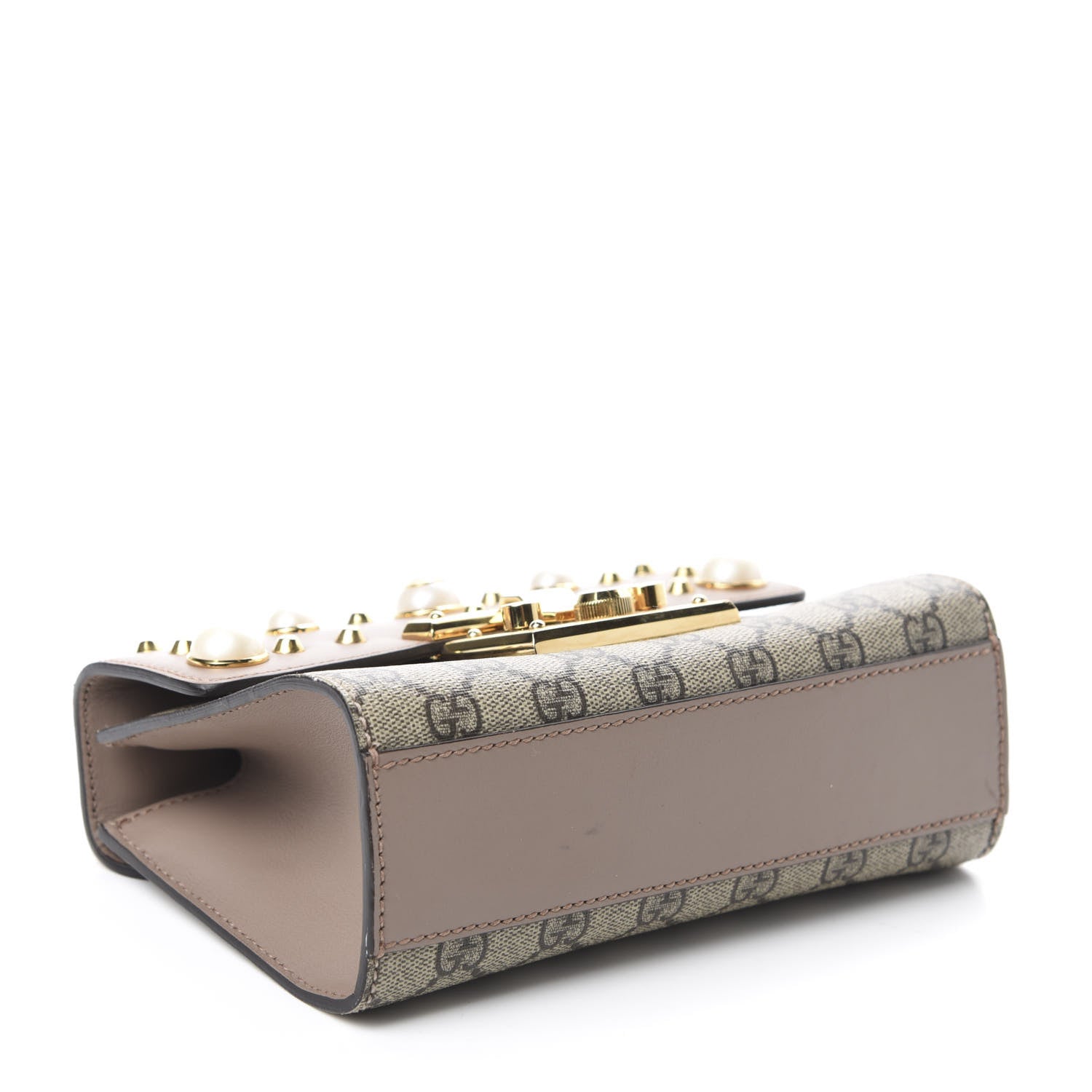 Gucci GG Supreme Monogram Studded Small Padlock Shoulder Bag Porcelain Rose 4 of 11