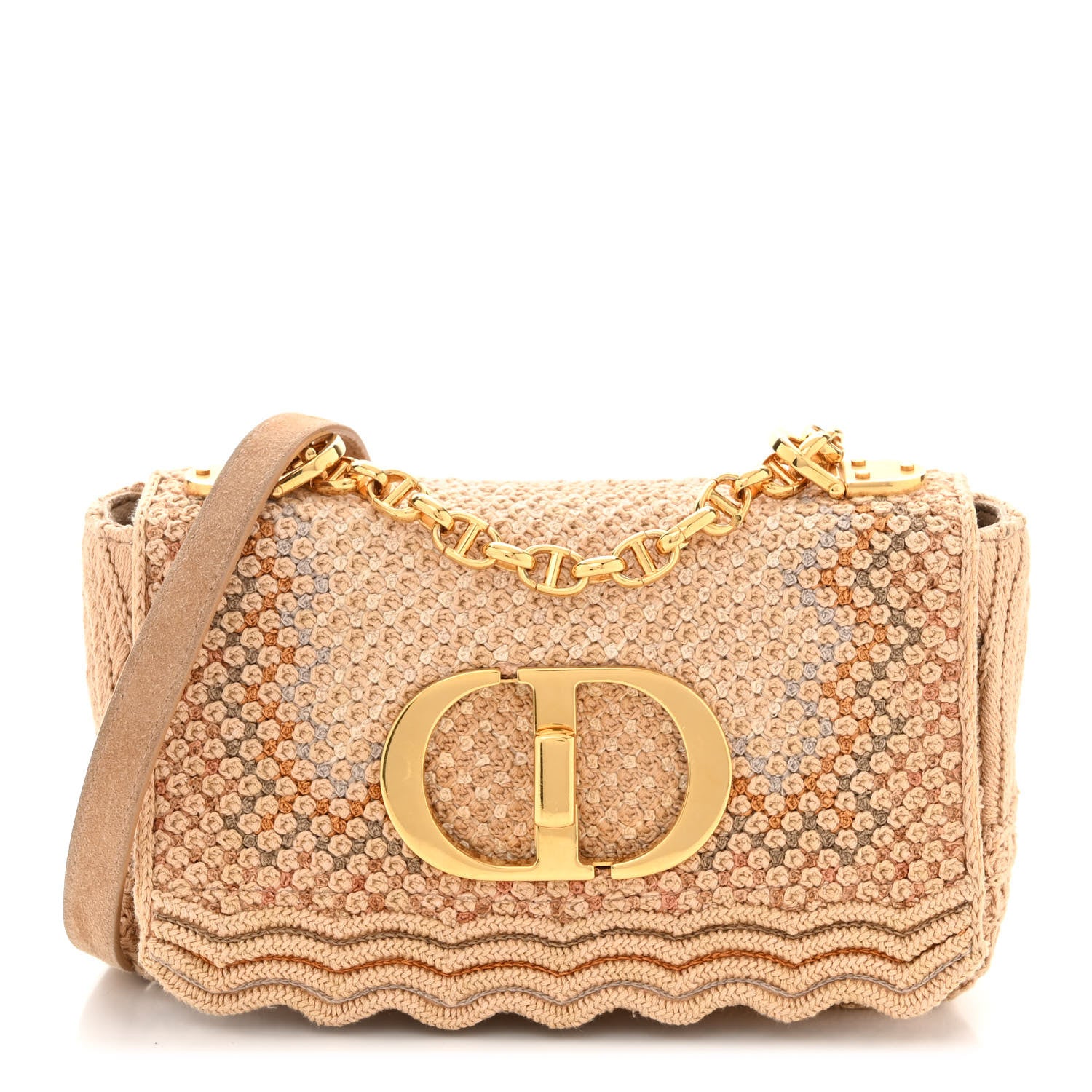 Christian Dior Cotton Knit Small Caro Bag Beige 1 of 9