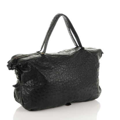 Bottega Veneta Ostrich Crocodile Shoulder Bag Black 2 of 12