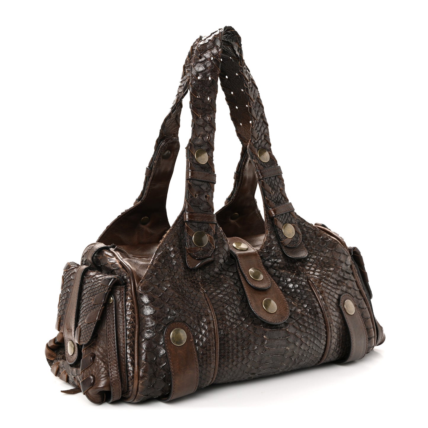 Snakeskin Silverado Shoulder Bag Dark Brown