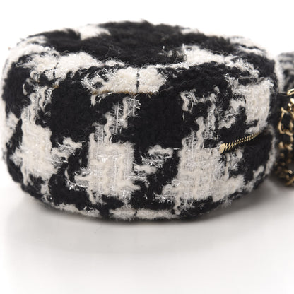 Chanel Tweed Shearling Round Clutch With Chain and Coin Purse Black and White 12 of 12