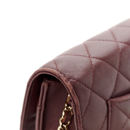 Chanel Lambskin Quilted Wallet On Chain WOC Burgundy 12 of 14