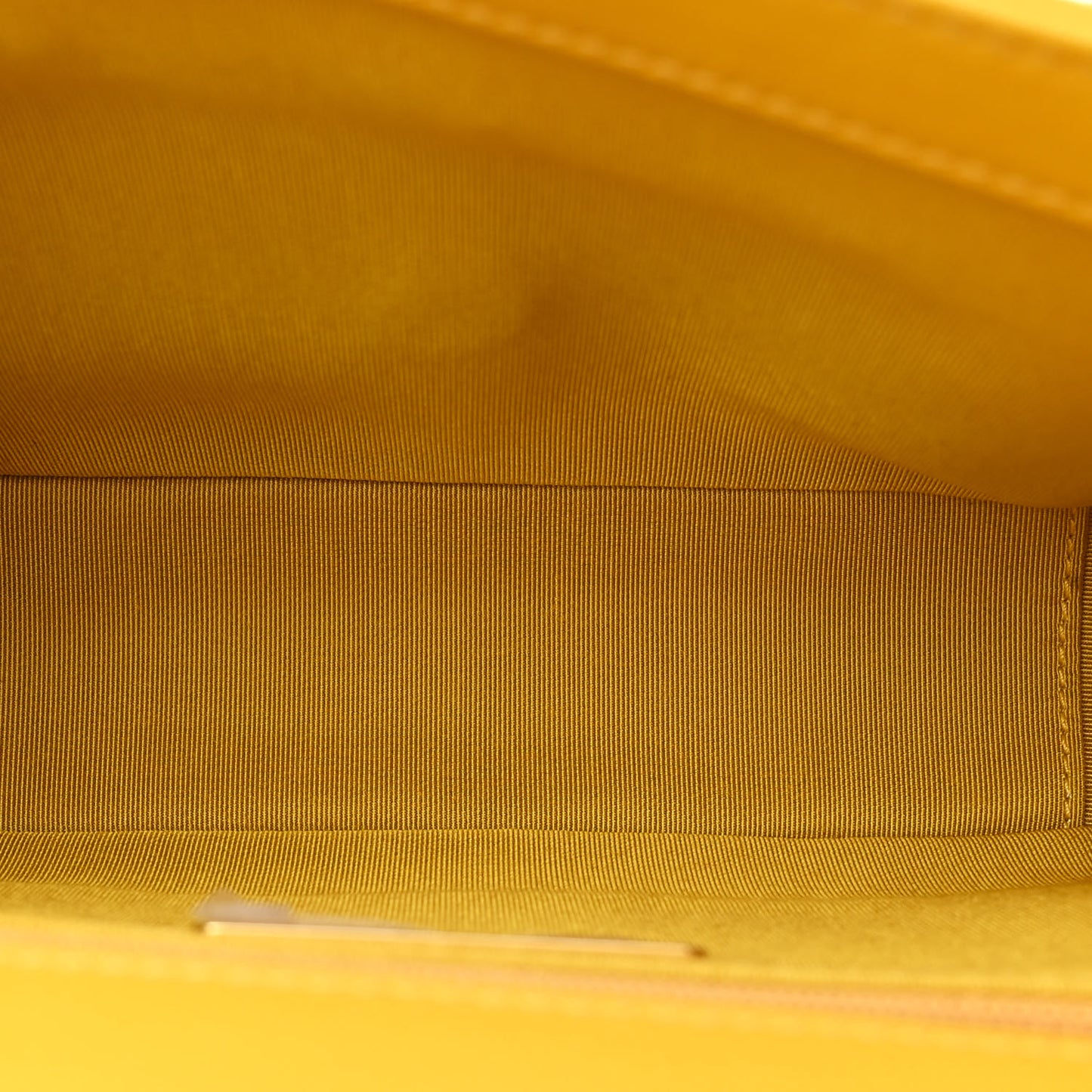 Lambskin Quilted Chain Infinity Top Handle Flap Yellow