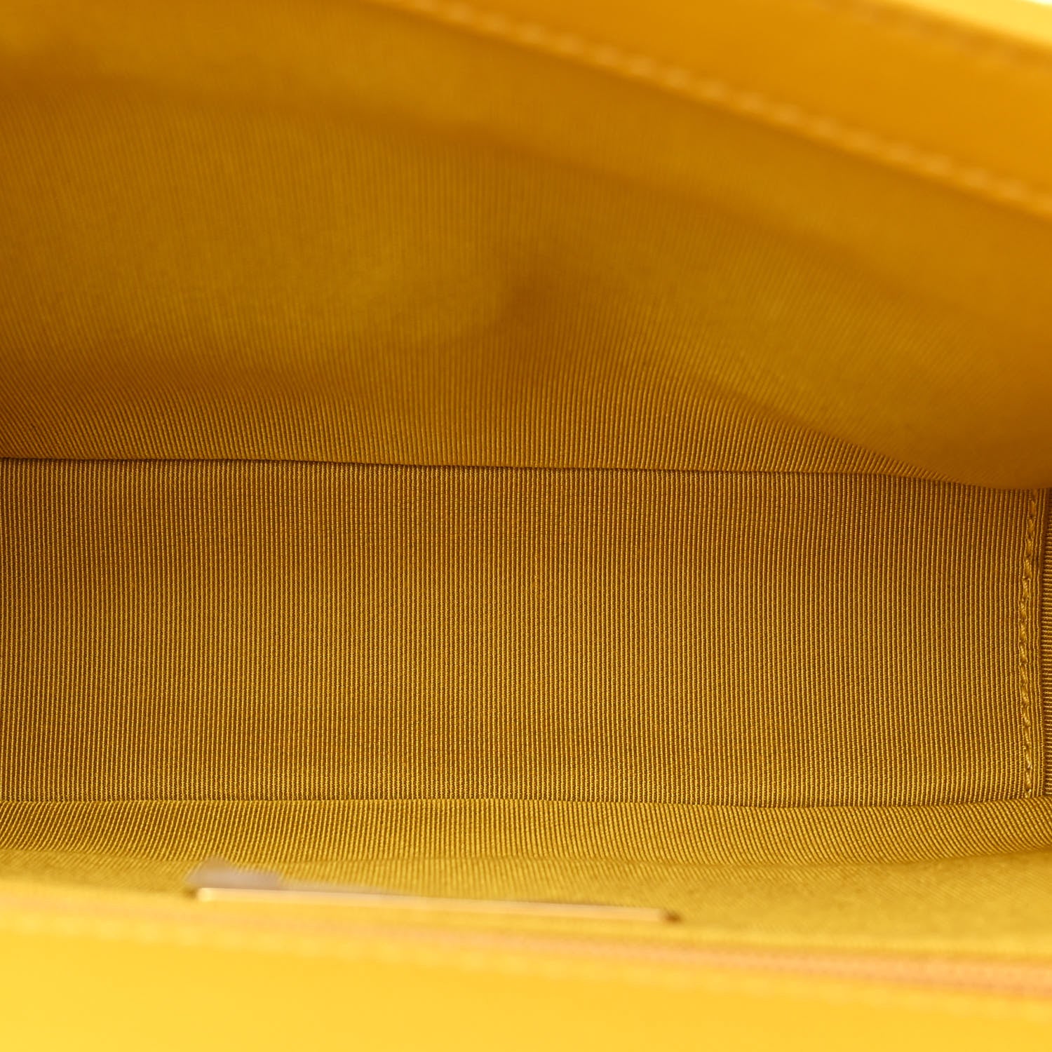 Chanel Lambskin Quilted Chain Infinity Top Handle Flap Yellow 5 of 11