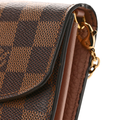 Louis Vuitton Damier Ebene Croisette Chain Wallet Rose Ballerine 13 of 16