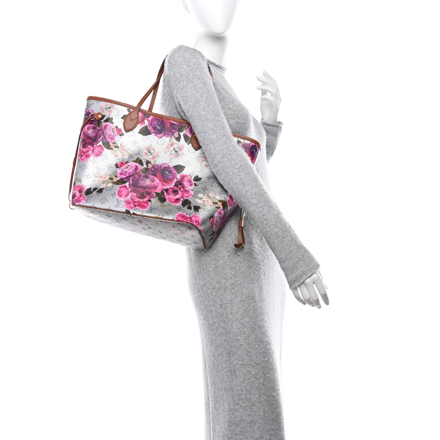 Louis Vuitton LOUIS VUITTON Metallic Monogram LV Garden Neverfull MM Silver 2 of 9