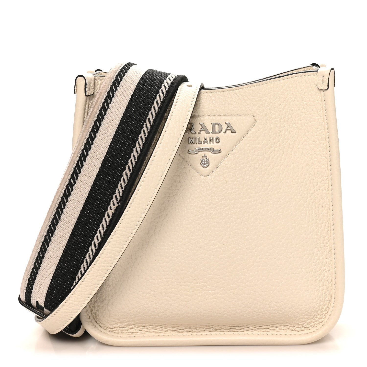 Prada Vitello Daino Soft Mini Hobo Messenger Bag White 1 of 9