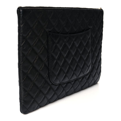 Chanel Iridescent Caviar Quilted Large Cosmetic Case Black 3 of 7