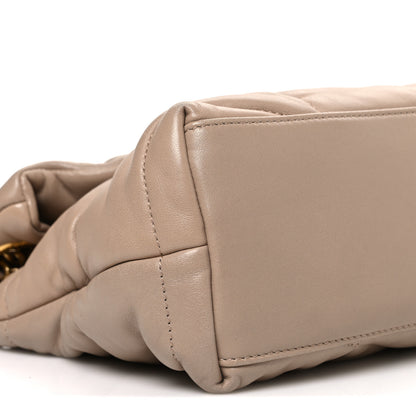 Saint Laurent Lambskin Quilted Small Loulou Puffer Monogram Chain Satchel Dark Beige 9 of 10