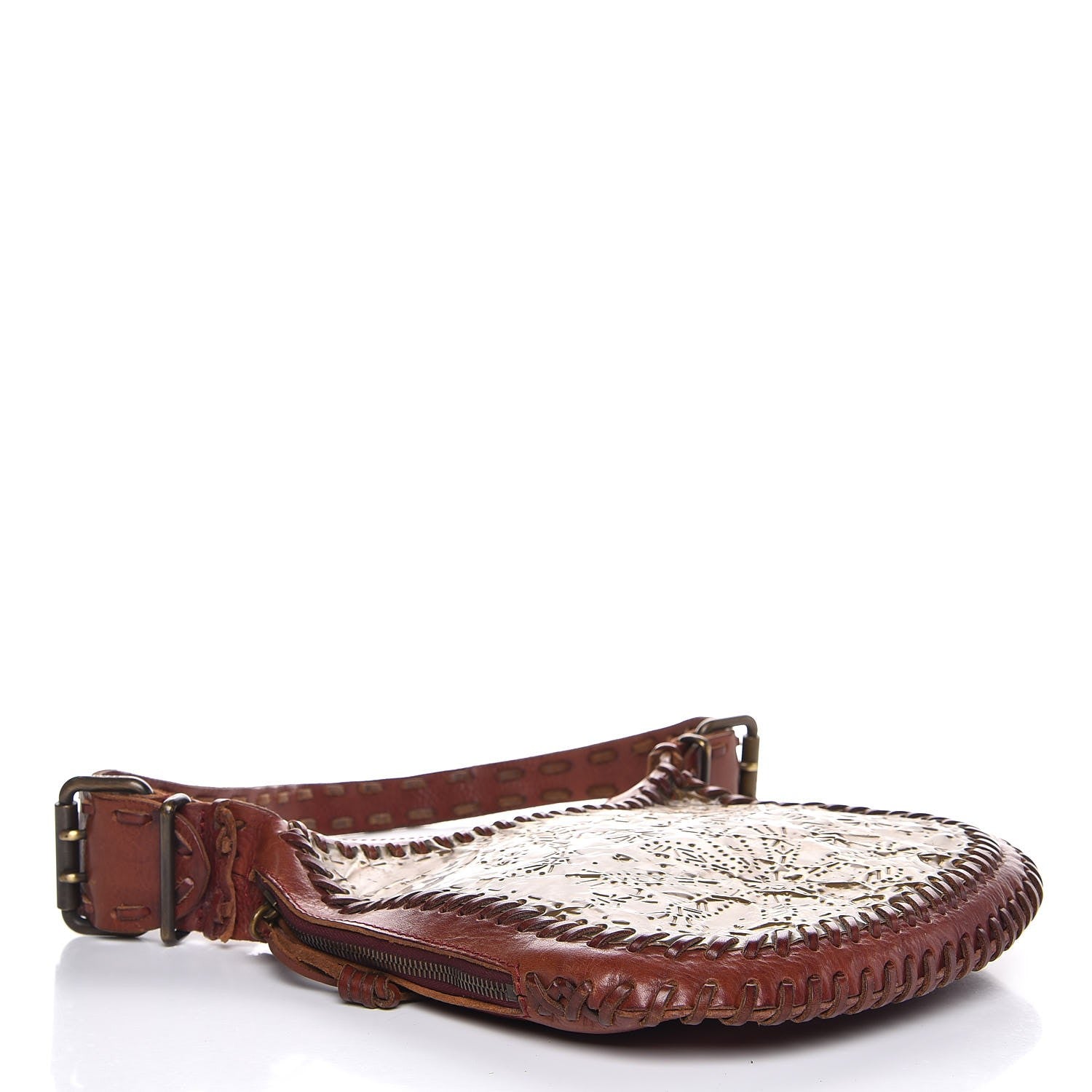 Fendi Calfskin Embossed Metal Oyster Brown 4 of 13