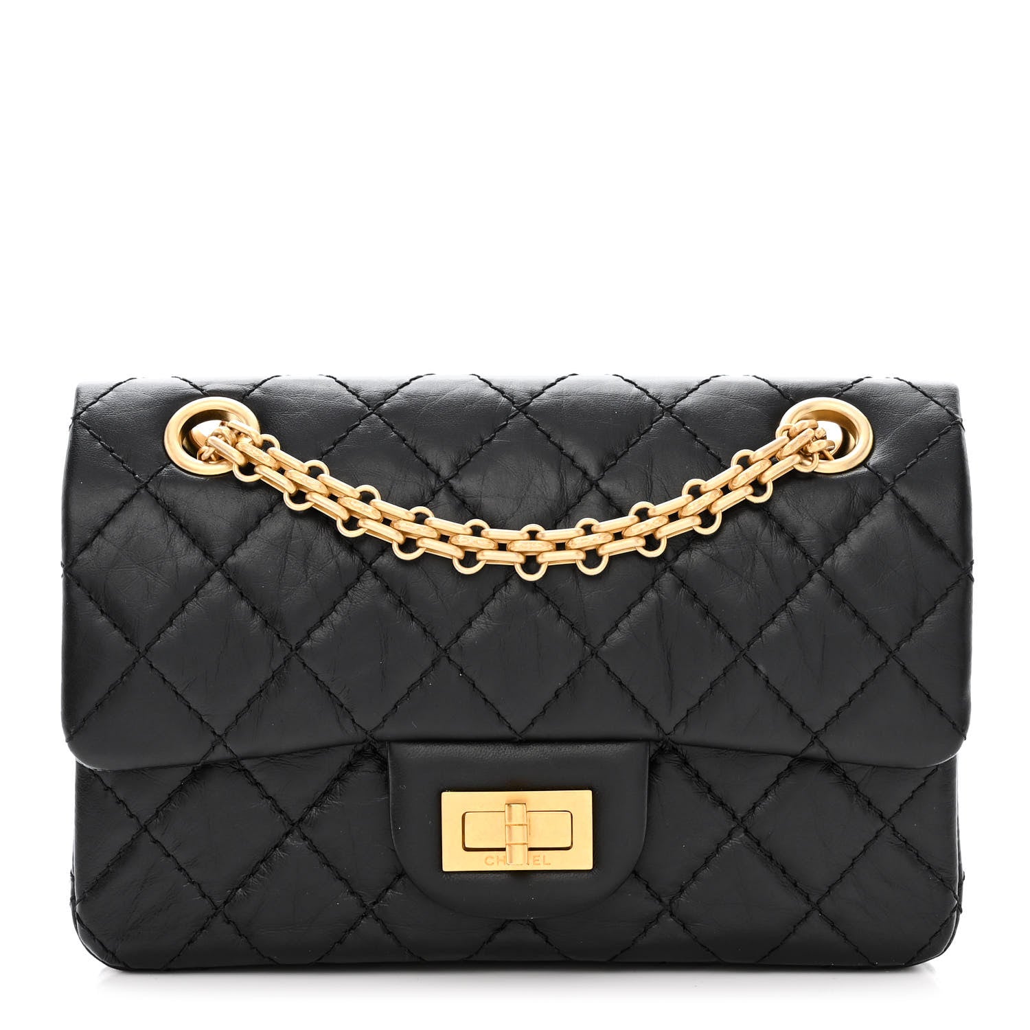 Chanel Aged Calfskin Quilted 2.55 Reissue Mini Flap Black 1 of 11
