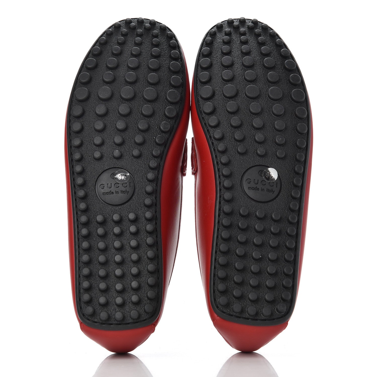 Gucci Guccissima Calfskin Mens Driver Loafers 9.5 Red 5 of 13