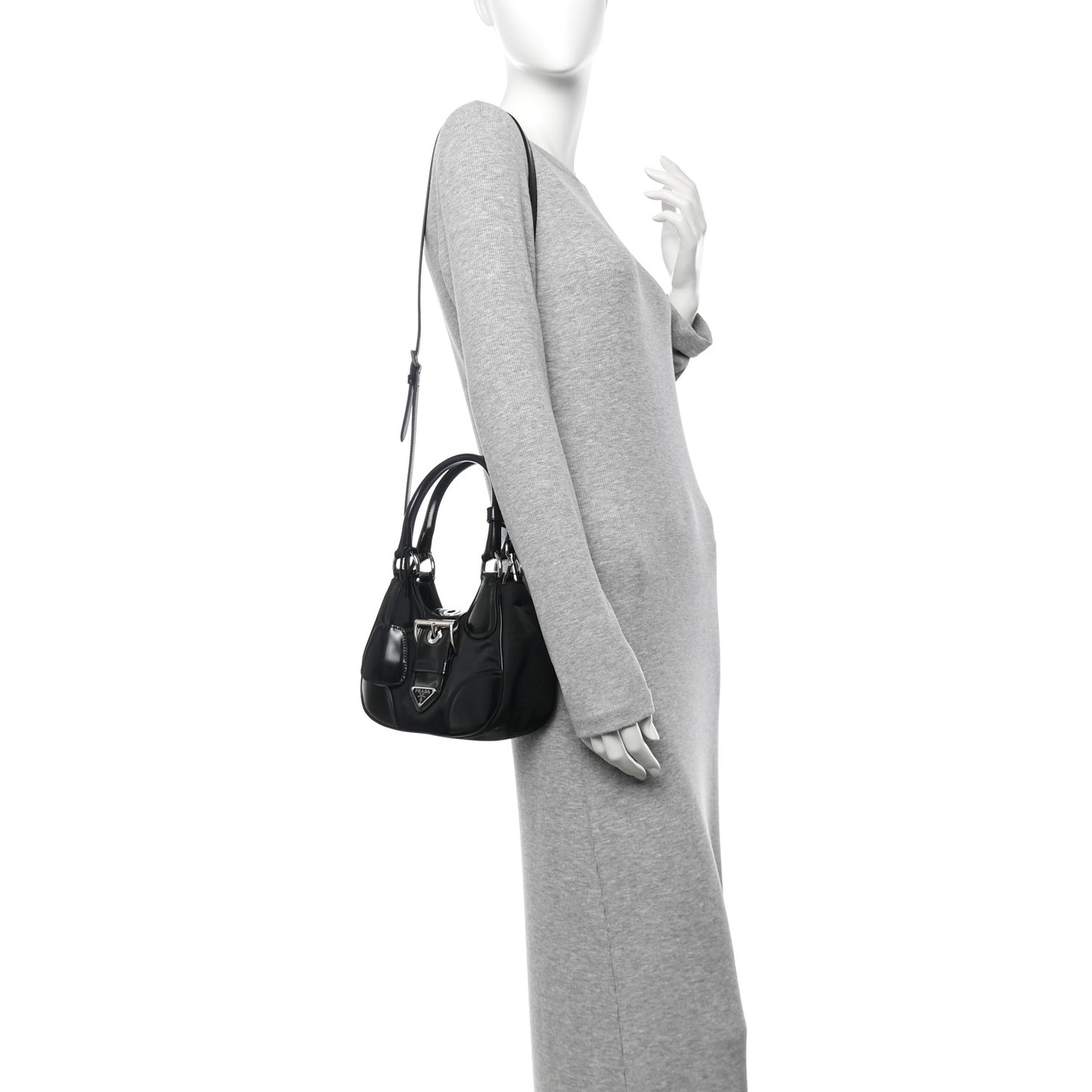 Re-Nylon Spazzolato Re-Edition 2002 Moon Bag Black