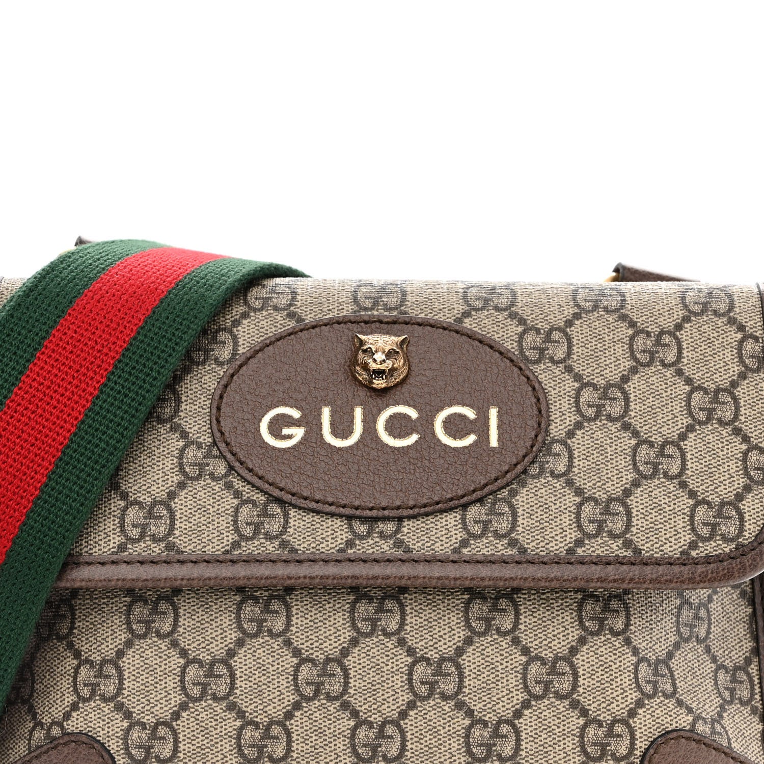 Gucci GG Supreme Monogram Web Small Neo Vintage Double Flap Messenger Bag Beige New Acero 8 of 10