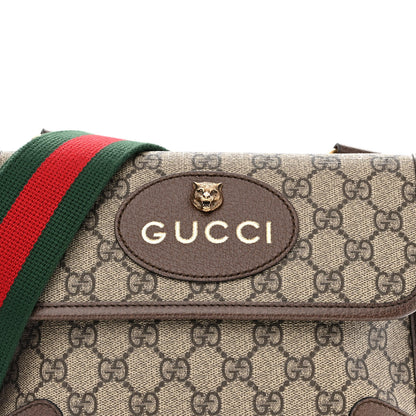 Gucci GG Supreme Monogram Web Small Neo Vintage Double Flap Messenger Bag Beige New Acero 8 of 10
