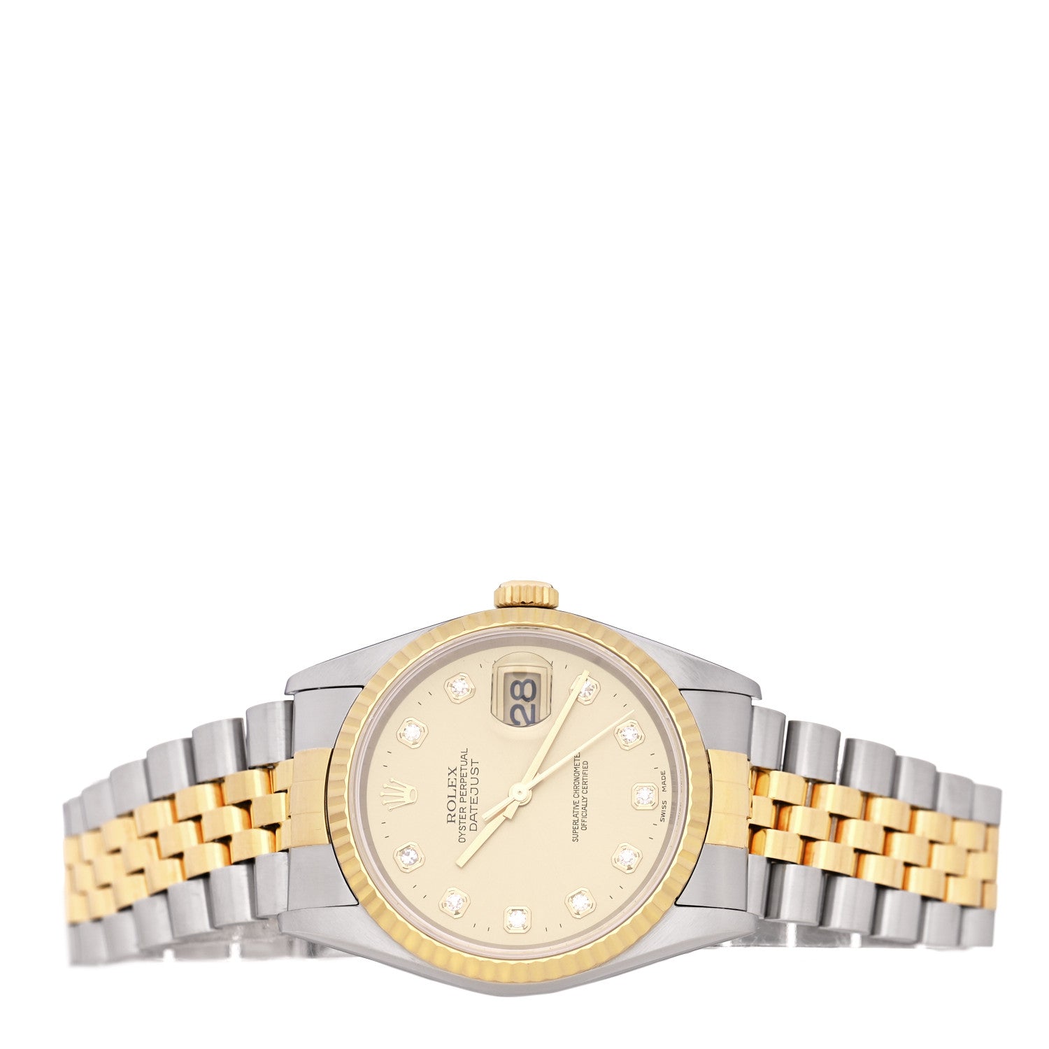 Rolex Stainless Steel 18K Yellow Gold Diamond 36mm Oyster Perpetual Datejust Watch Champagne 16233 2 of 4