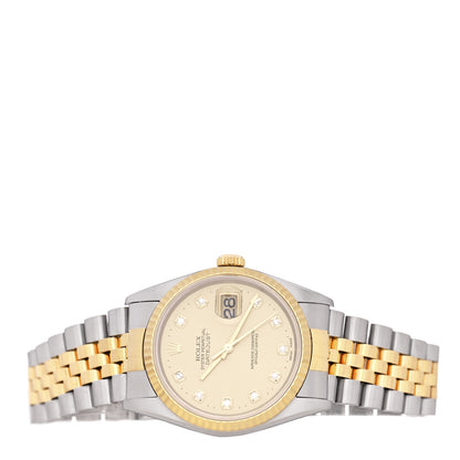 Rolex Stainless Steel 18K Yellow Gold Diamond 36mm Oyster Perpetual Datejust Watch Champagne 16233 2 of 4