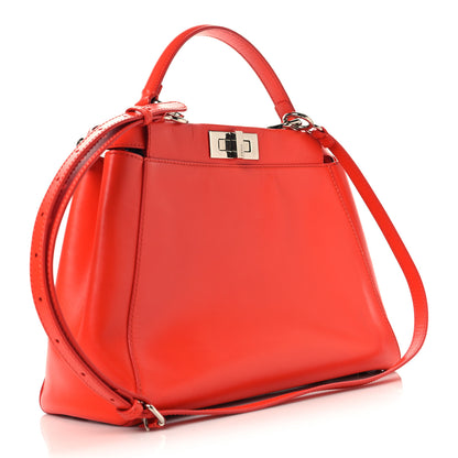 Fendi Vitello Morgan Snakeskin Crocodile Monster Eyes Medium Peekaboo Iconic Satchel Papavero Multicolor 3 of 16