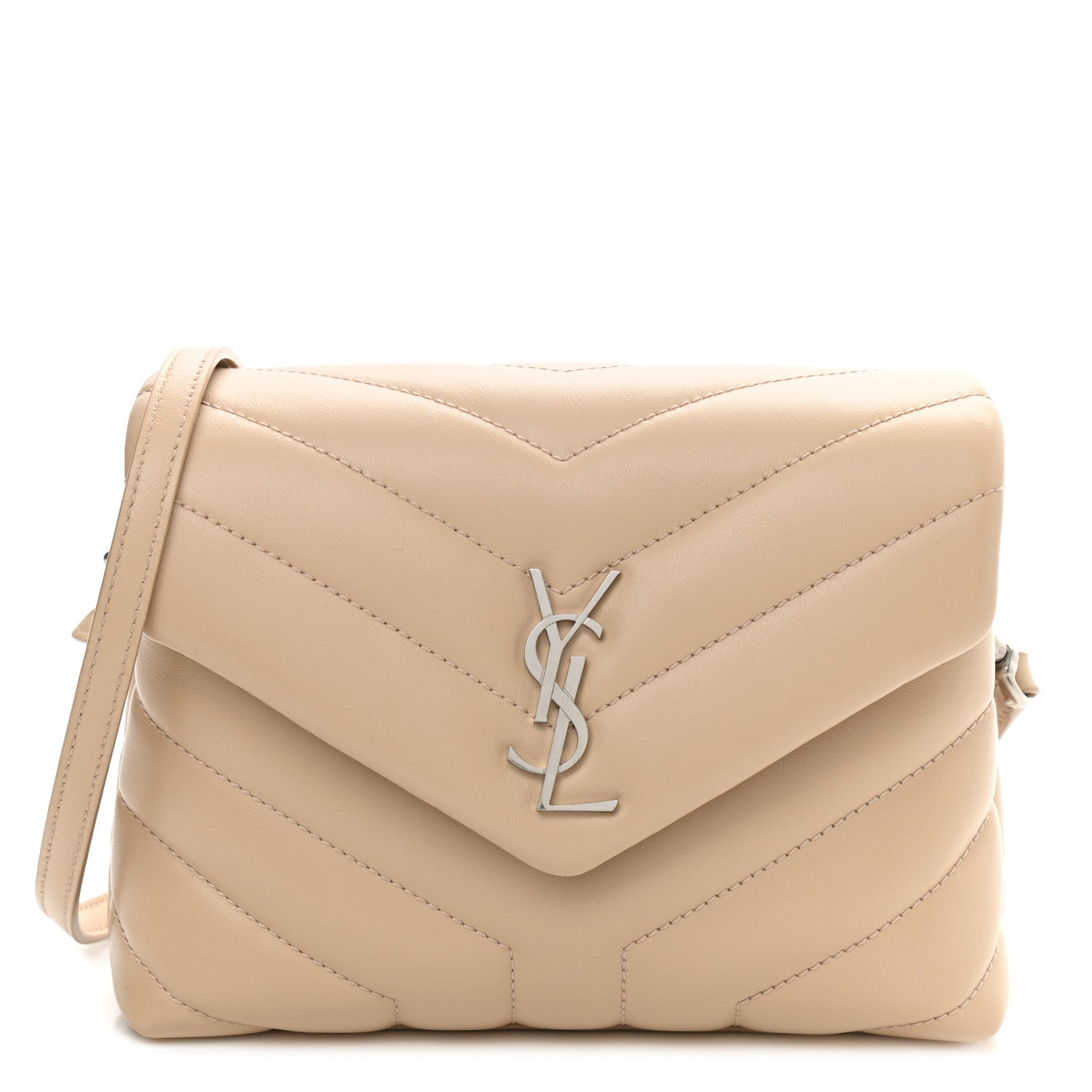 Saint Laurent Calfskin Y Quilted Monogram Toy Loulou Crossbody Bag Nude Powder 1 of 9