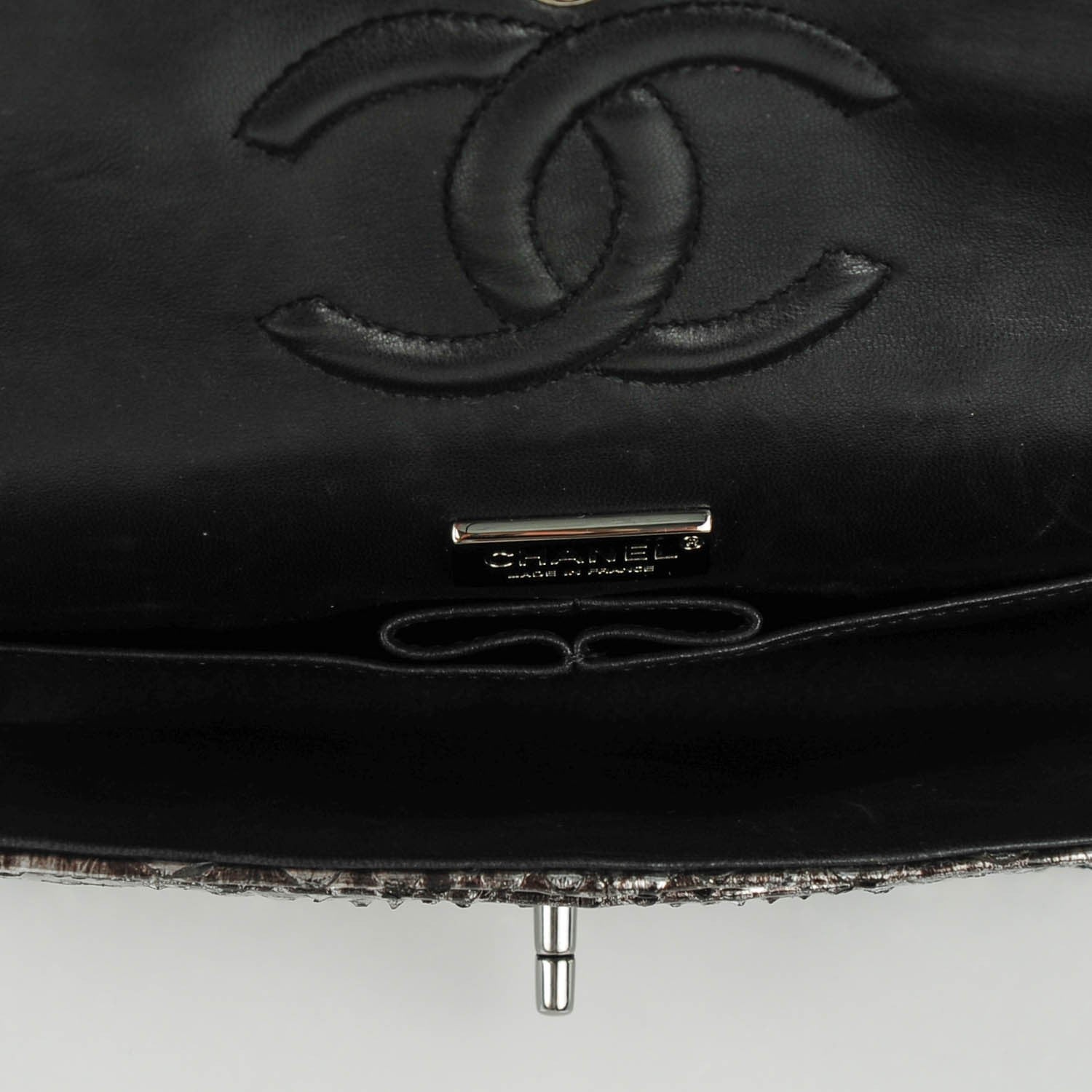 Chanel Metallic Python Sequin Medium Double Flap SIlver 5 of 8