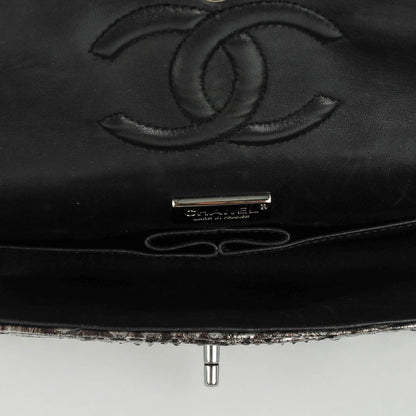 Chanel Metallic Python Sequin Medium Double Flap SIlver 5 of 8