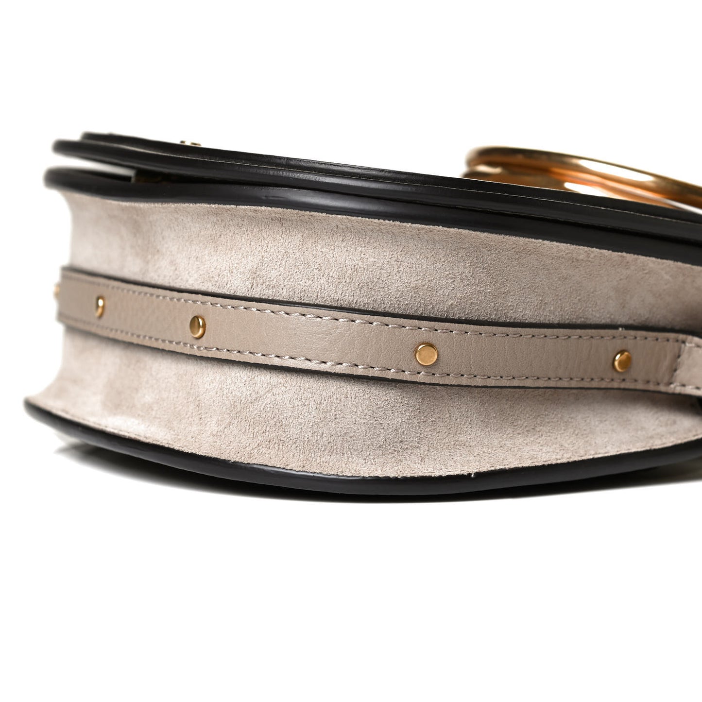 Calfskin Suede Small Nile Bracelet Bag Motty Grey