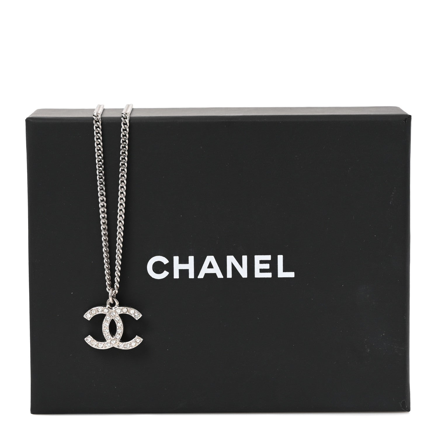 Chanel Crystal Pearl CC Pendant Necklace Silver 5 of 5