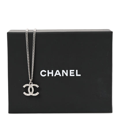 Chanel Crystal Pearl CC Pendant Necklace Silver 5 of 5