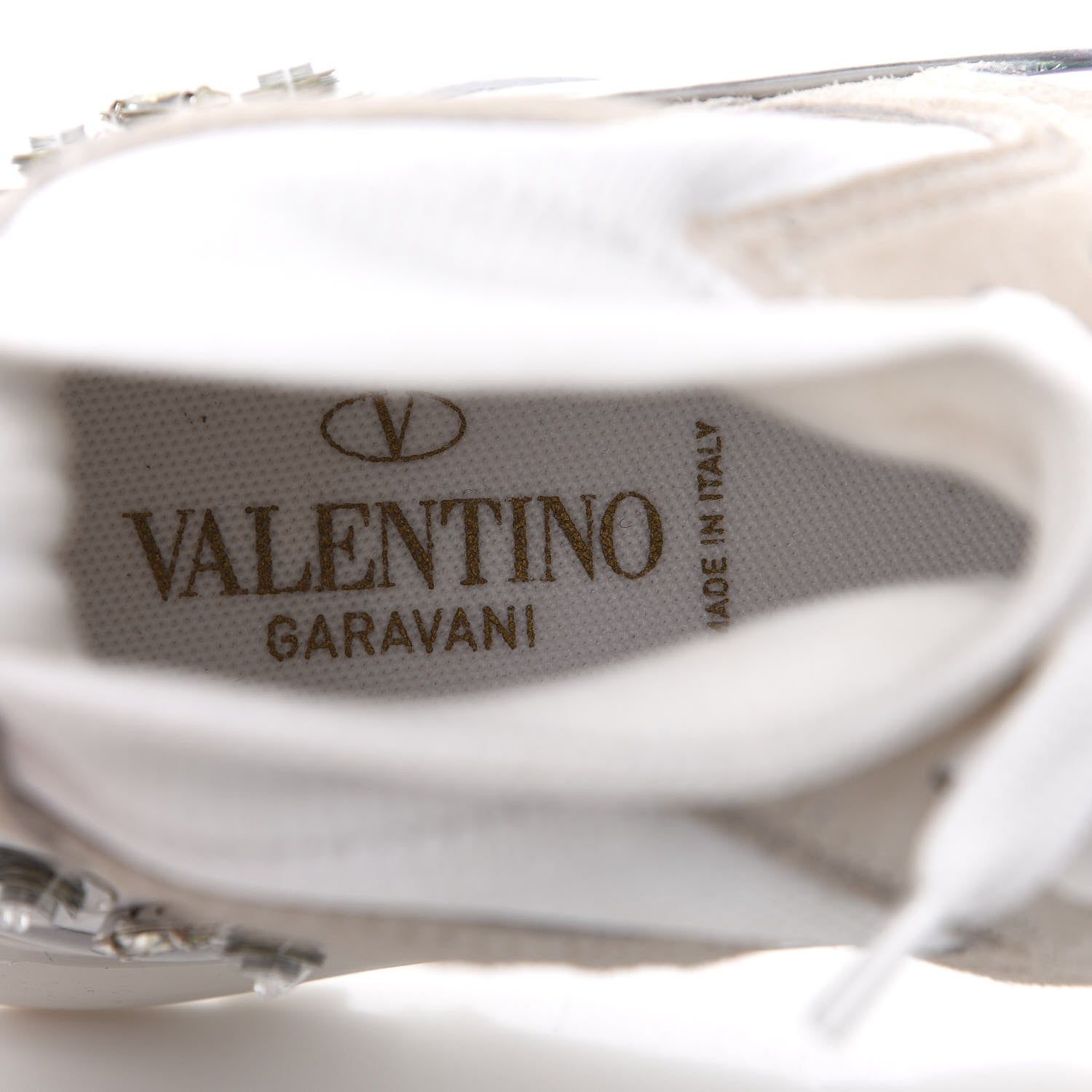 Valentino Garavani Mix Media Crystal High Top Chunky Sneakers 38.5 White 7 of 9